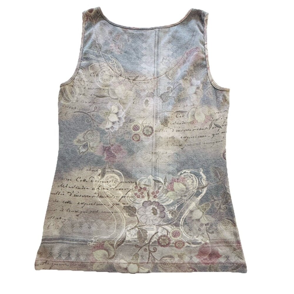 Vtg 90s Y2K Embellished Tank Top Cyber Grunge Bling All Over Graphic Trashy Sz L - Picture 2 of 10